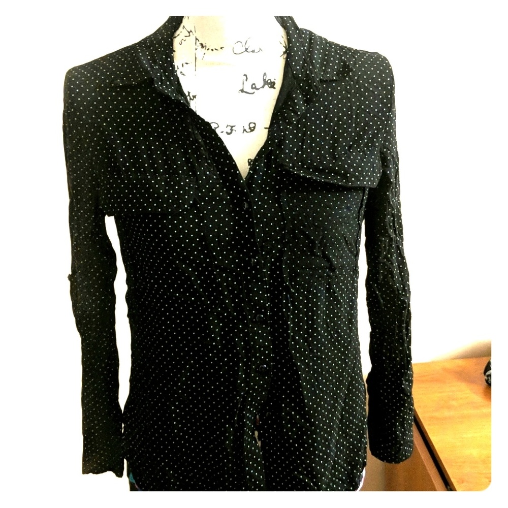 Polka Dot Collared Button Up